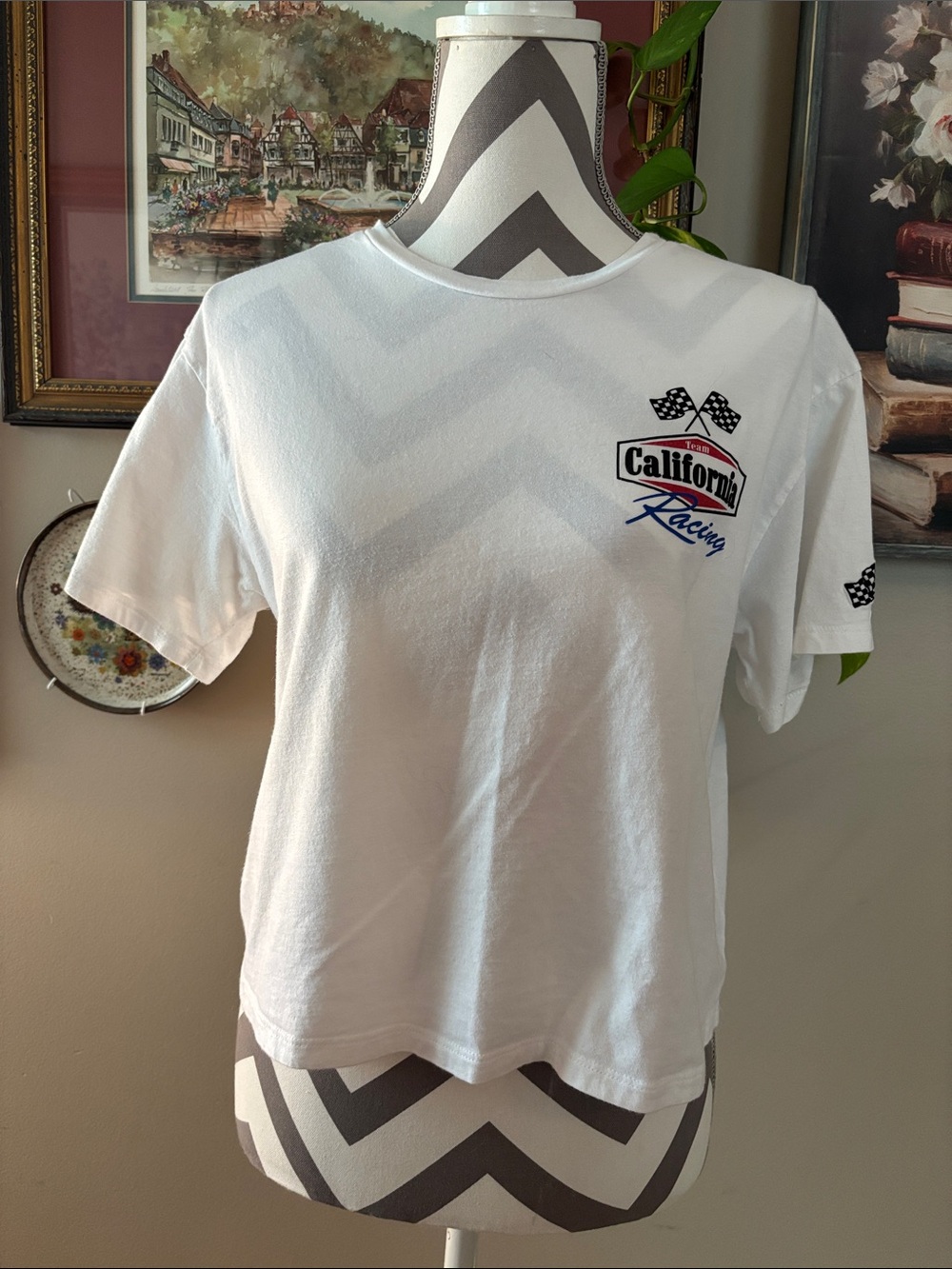 California Racing Women’s White Crop Tee